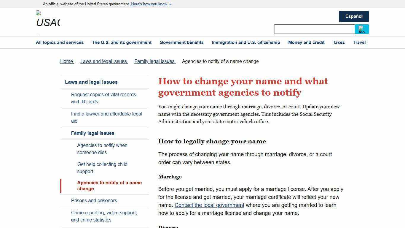 How to change your name and what government agencies to notify | USAGov