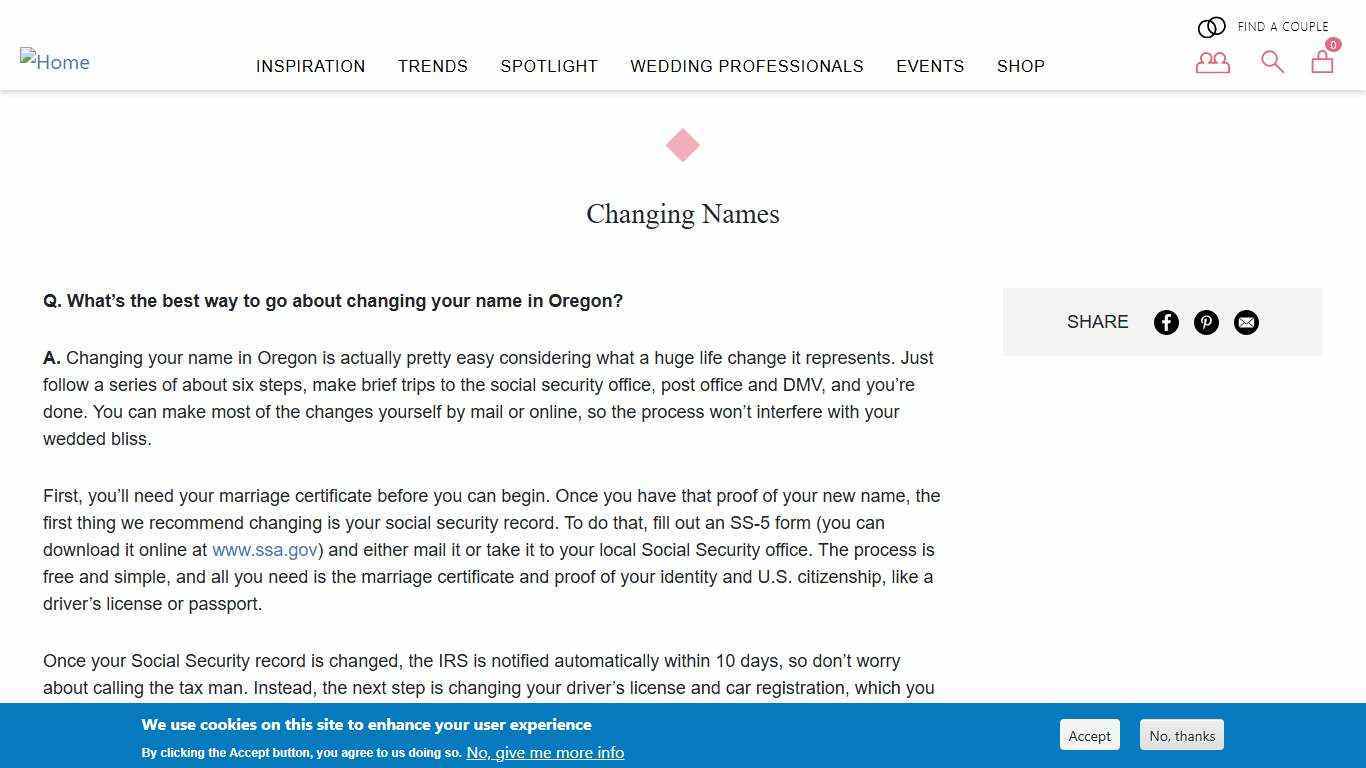 Changing Names | Oregon Wedding Day